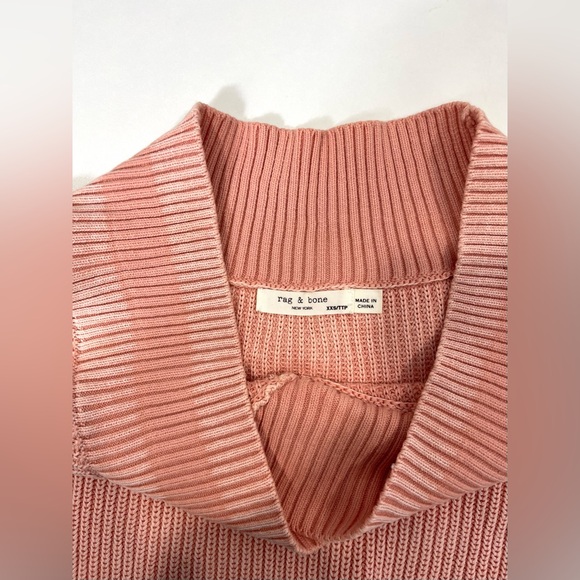 Rag & Bone Peachy Pink Dawn Off Shoulder Knit Cotton Sweater XXS Preppy Beach - Picture 12 of 14